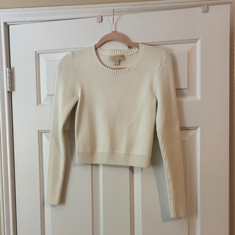 Michael Kors White Ribbed Women's Sweater